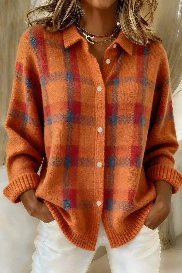 Ilaria | Cardigan a quadri con bottoni